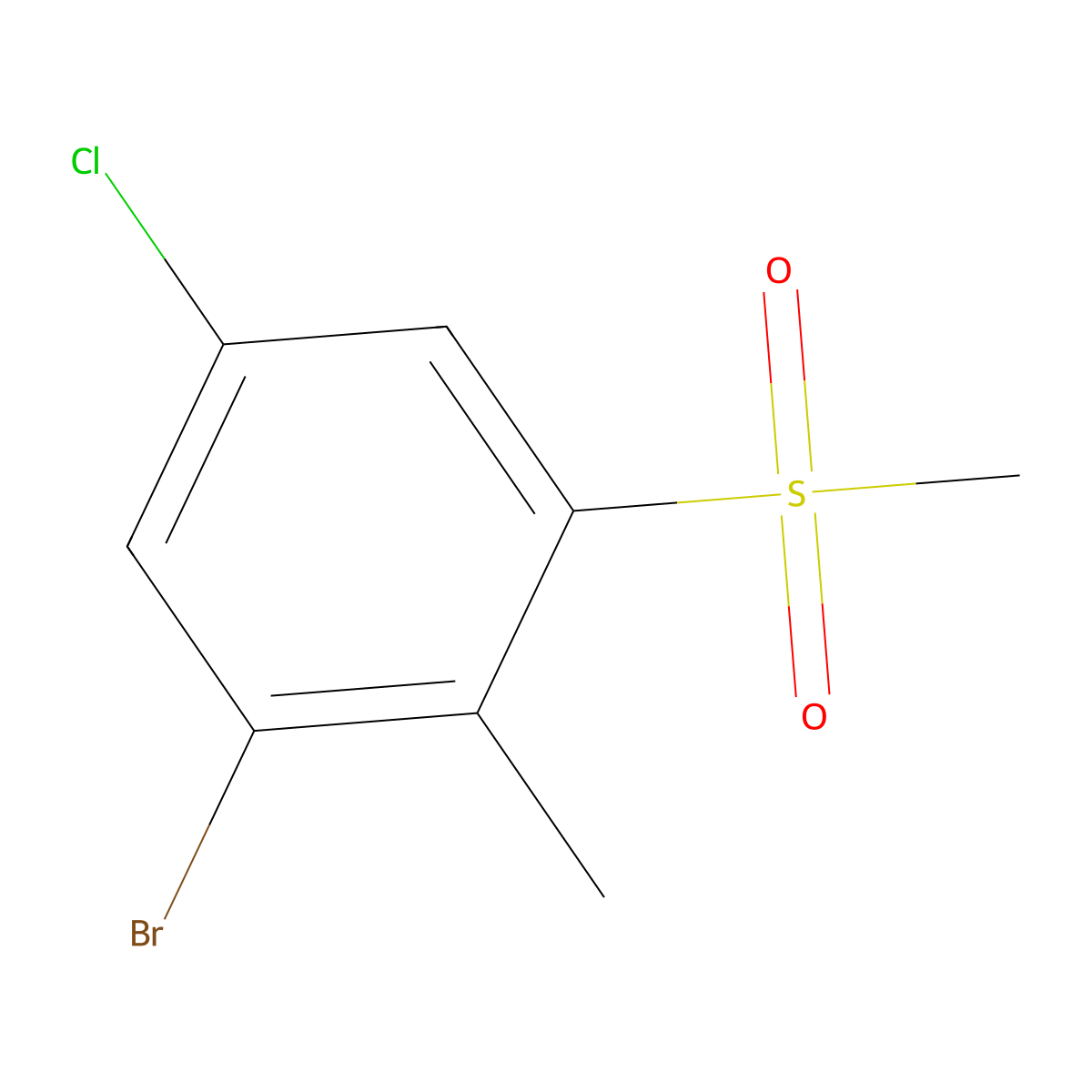 1-Bromo-5-chloro-2-methyl-3-(methylsulfonyl)benZene molecular structure, CAS 2918906-01-9