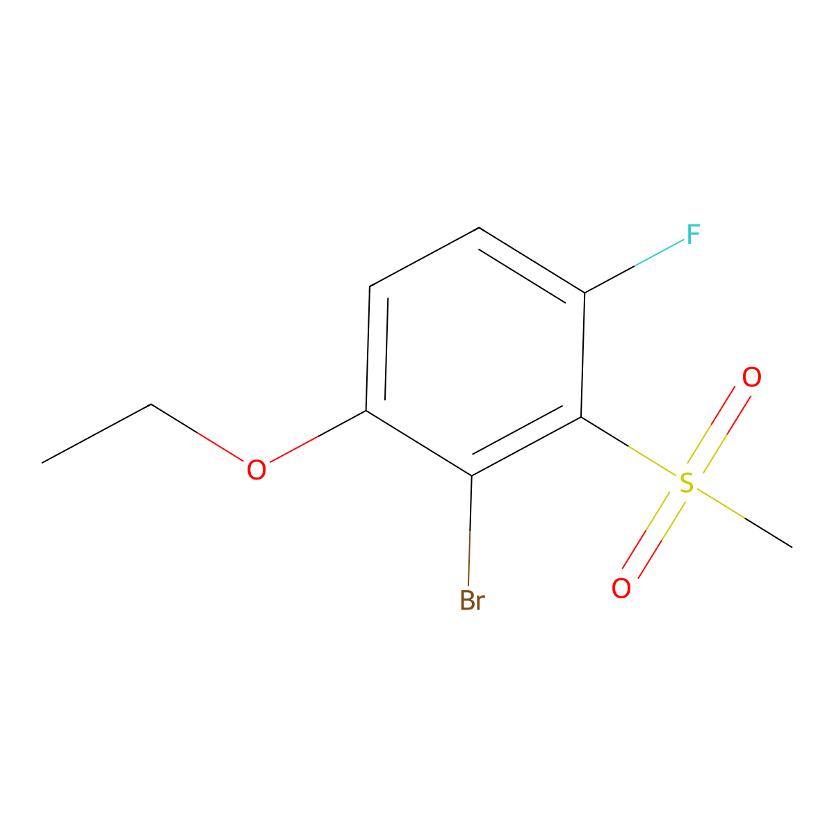 2-Bromo-1-ethoxy-4-fluoro-3-(methylsulfonyl)benZene molecular structure, CAS 2918906-10-0