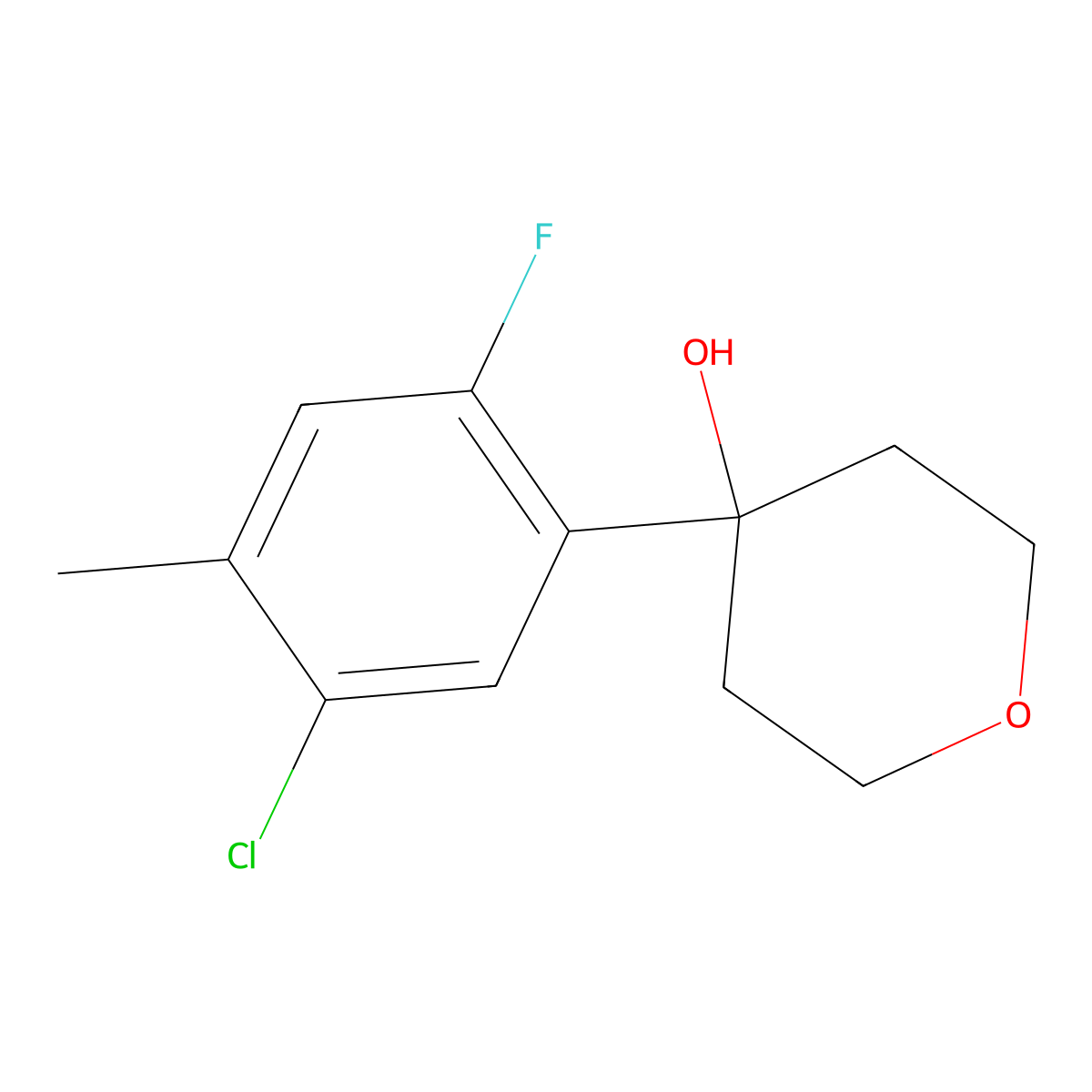 4-(5-Chloro-2-fluoro-4-methylphenyl)tetrahydro-2H-pyran-4-ol molecular structure, CAS 2918906-12-2