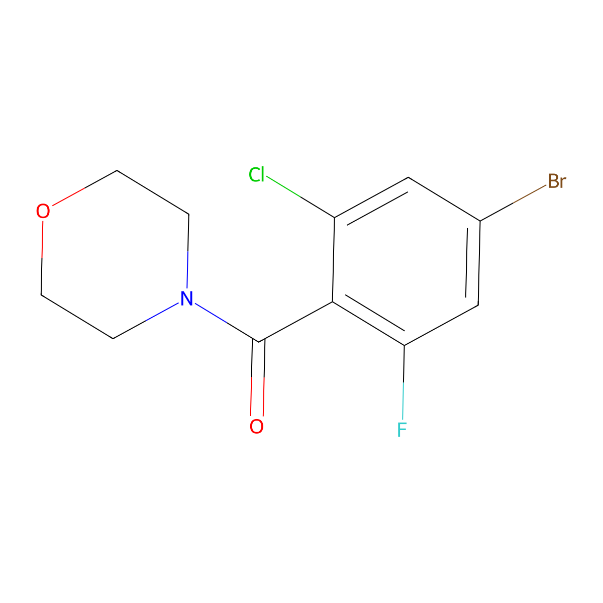 (4-Bromo-2-chloro-6-fluorophenyl)(morpholino)methanone molecular structure, CAS 2918907-02-3