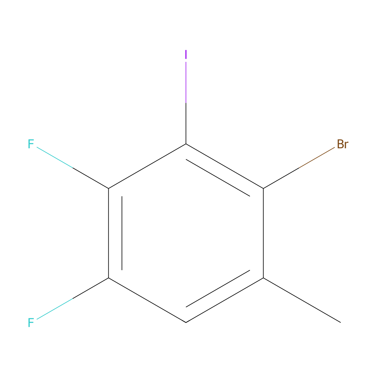 2-Bromo-4,5-difluoro-3-iodo-1-methylbenzene molecular structure, CAS 2918907-03-4