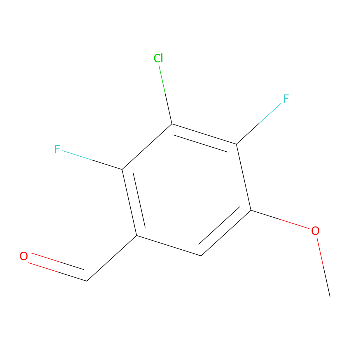 3-Chloro-2,4-difluoro-5-methoxybenzaldehyde molecular structure, CAS 2918907-11-4