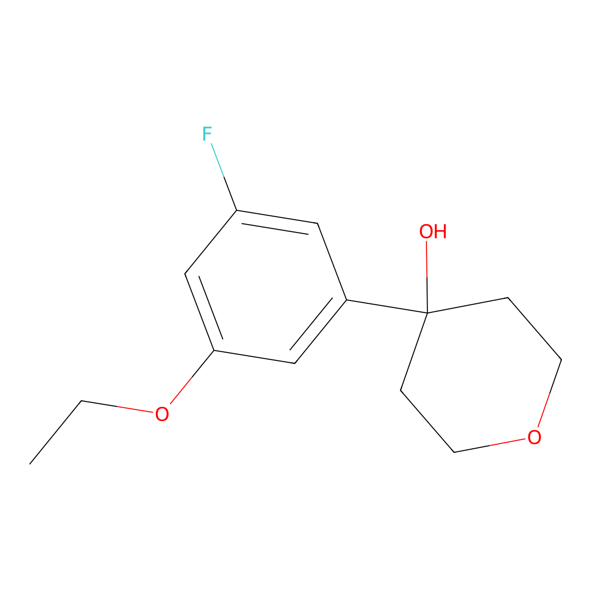 4-(3-ethoxy-5-fluorophenyl)tetrahydro-2H-pyran-4-ol molecular structure, CAS 2918907-69-2