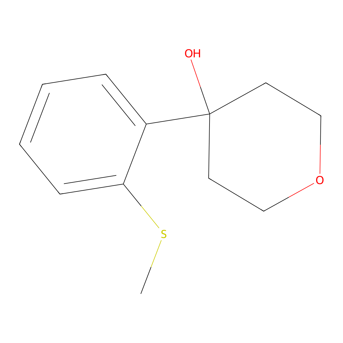 4-(2-(methylthio)phenyl)tetrahydro-2H-pyran-4-ol molecular structure, CAS 2918907-75-0