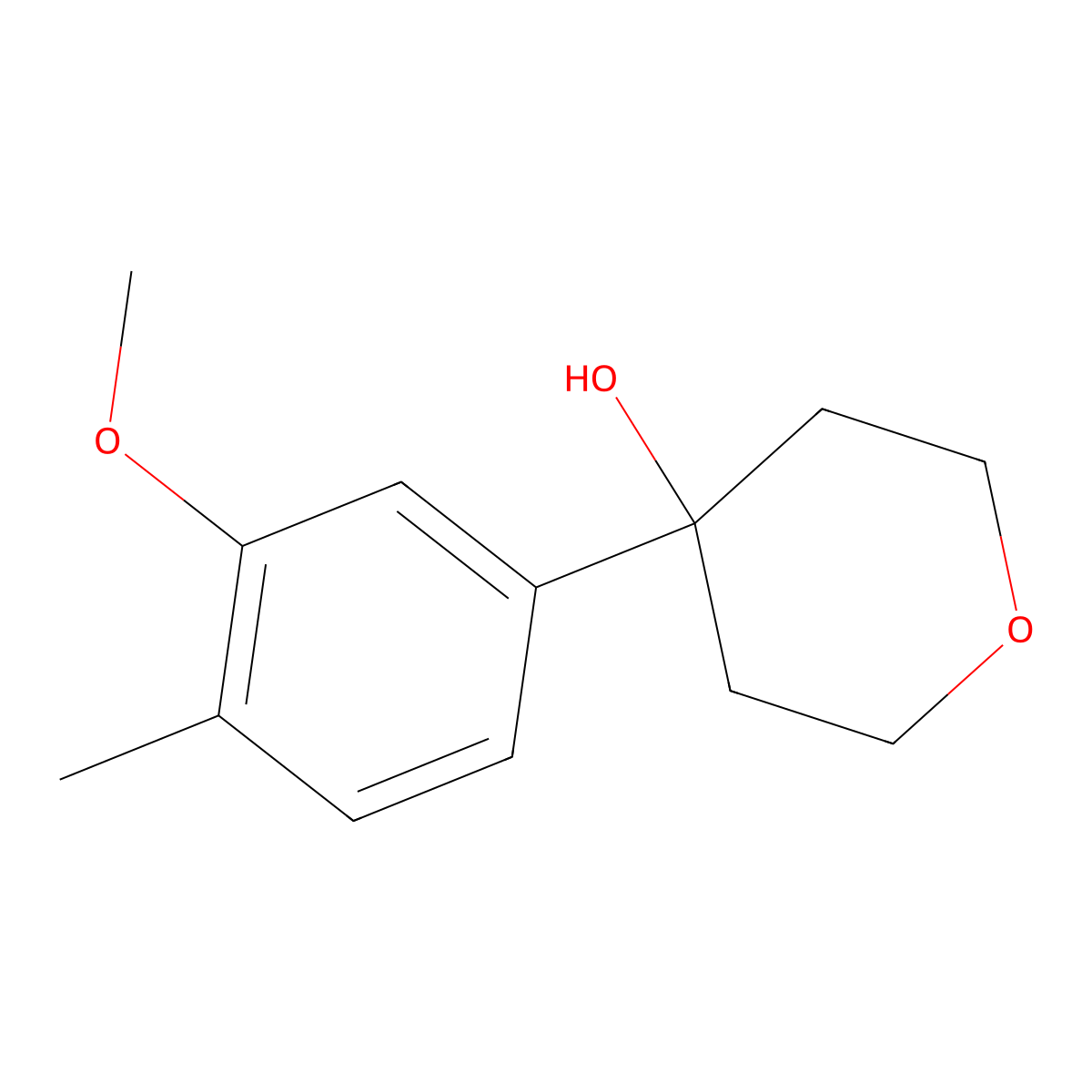 4-(3-methoxy-4-methylphenyl)tetrahydro-2H-pyran-4-ol molecular structure, CAS 2918907-95-4