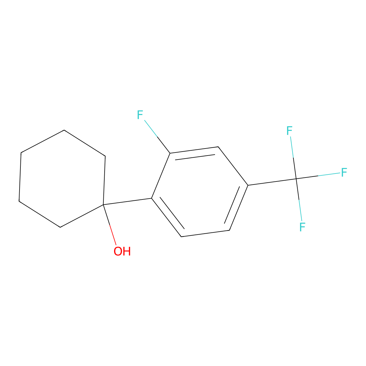 1-(2-Fluoro-4-(trifluoromethyl)phenyl)cyclohexanol molecular structure, CAS 2918908-23-1