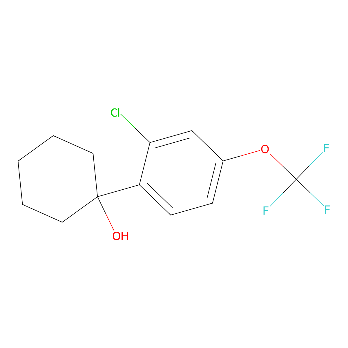 1-(2-Chloro-4-(trifluoromethoxy)phenyl)cyclohexanol molecular structure, CAS 2918908-38-8