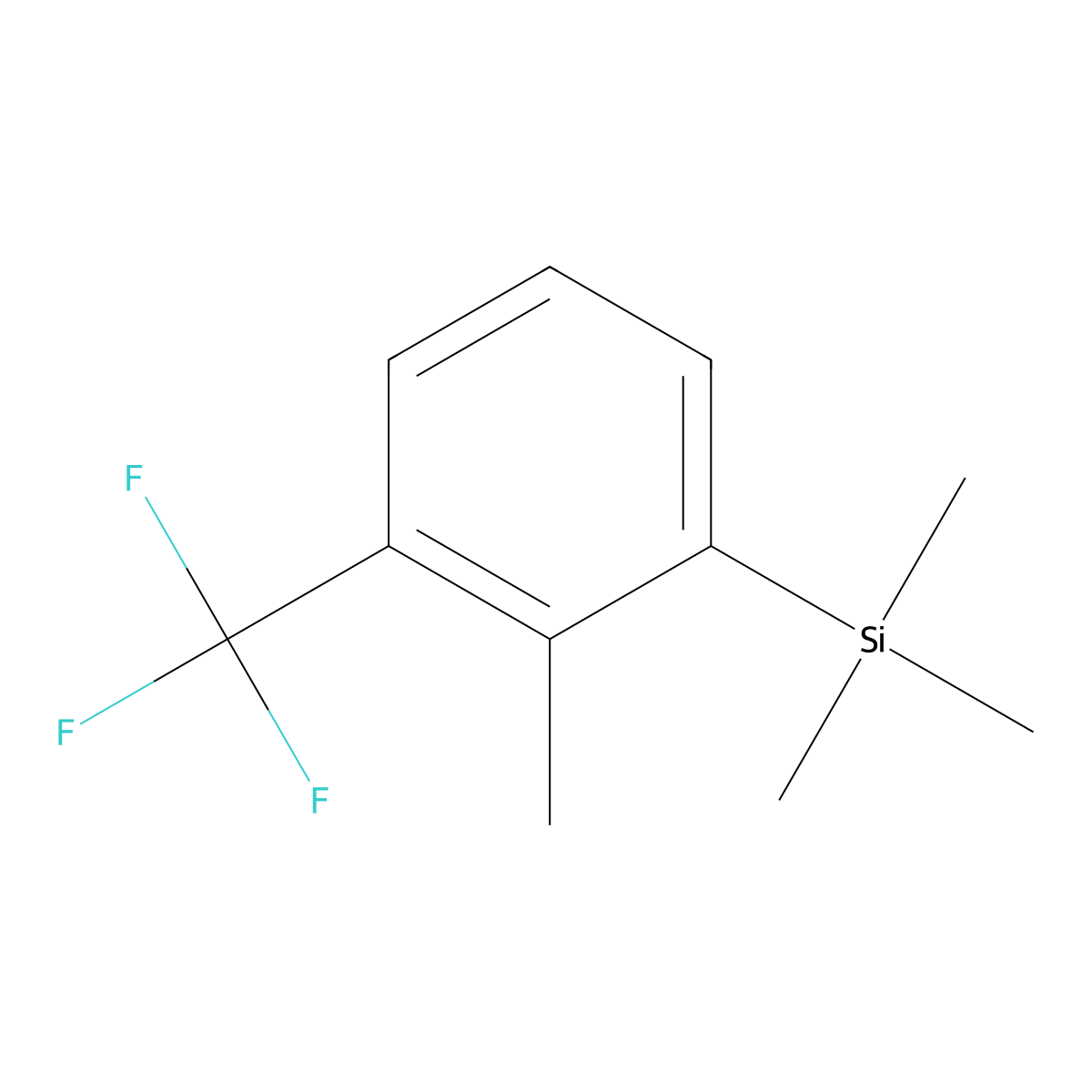 Trimethyl(2-methyl-3-(trifluoromethyl)phenyl)silane molecular structure, CAS 2918910-60-6