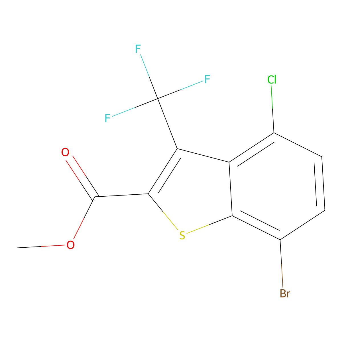 Methyl 7-bromo-4-chloro-3-(trifluoromethyl)benZo[b]thiophene-2-carboxylate molecular structure, CAS 2918910-97-9
