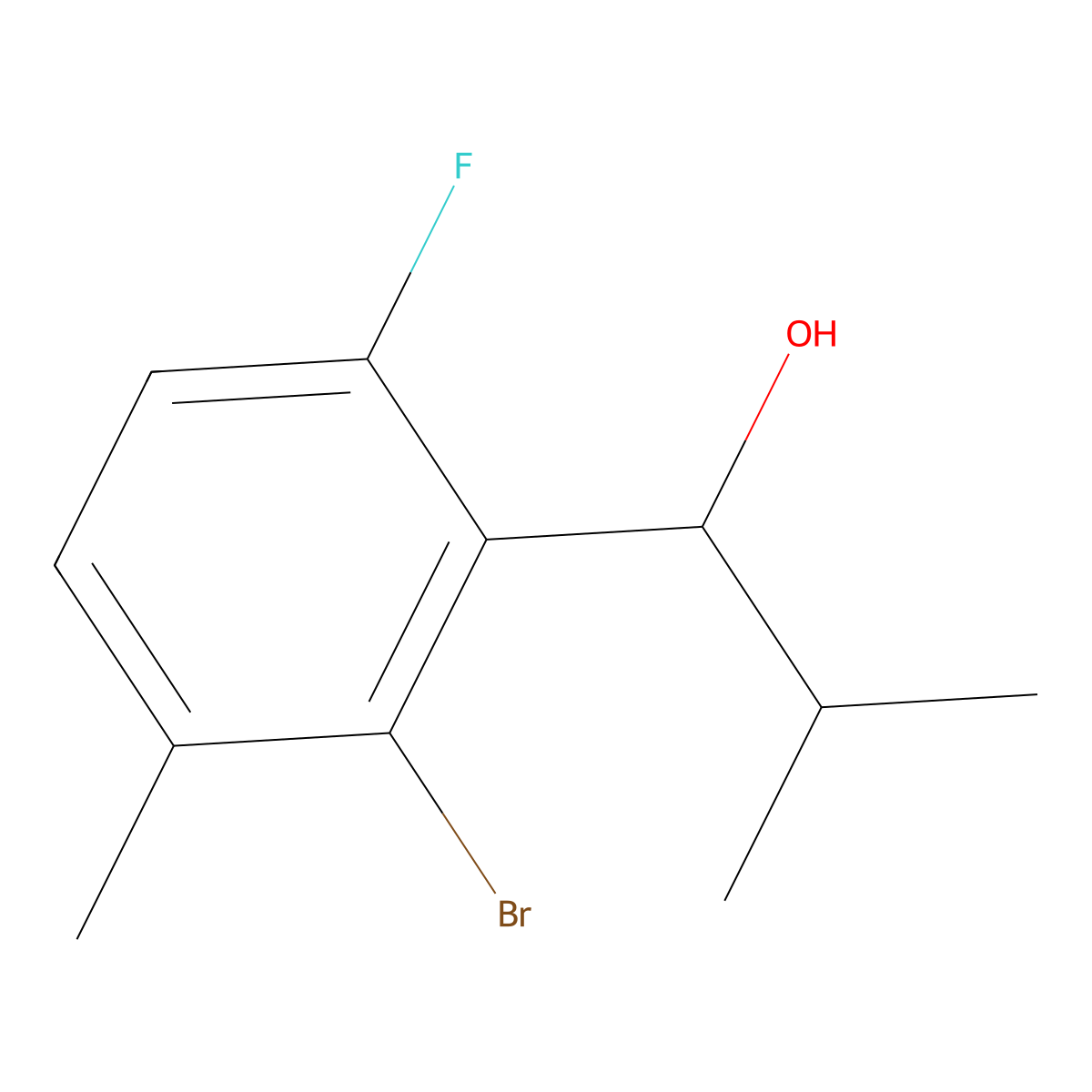 1-(2-Bromo-6-fluoro-3-methylphenyl)-2-methylpropan-1-ol molecular structure, CAS 2918911-70-1
