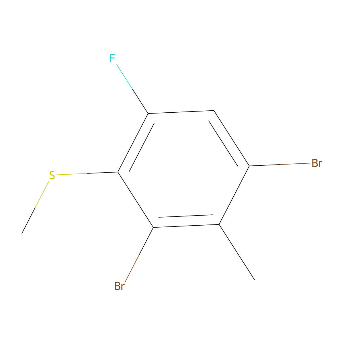 (2,4-Dibromo-6-fluoro-3-methylphenyl)(methyl)sulfane molecular structure, CAS 2918912-61-3