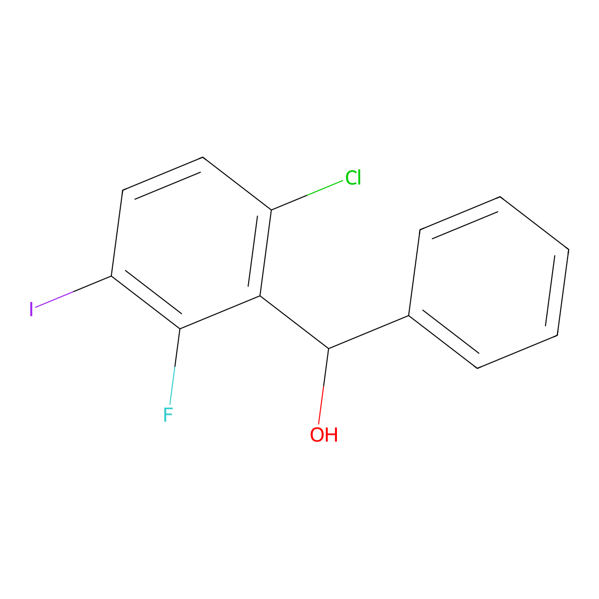 (6-Chloro-2-fluoro-3-iodophenyl)(phenyl)methanol molecular structure, CAS 2918912-71-5