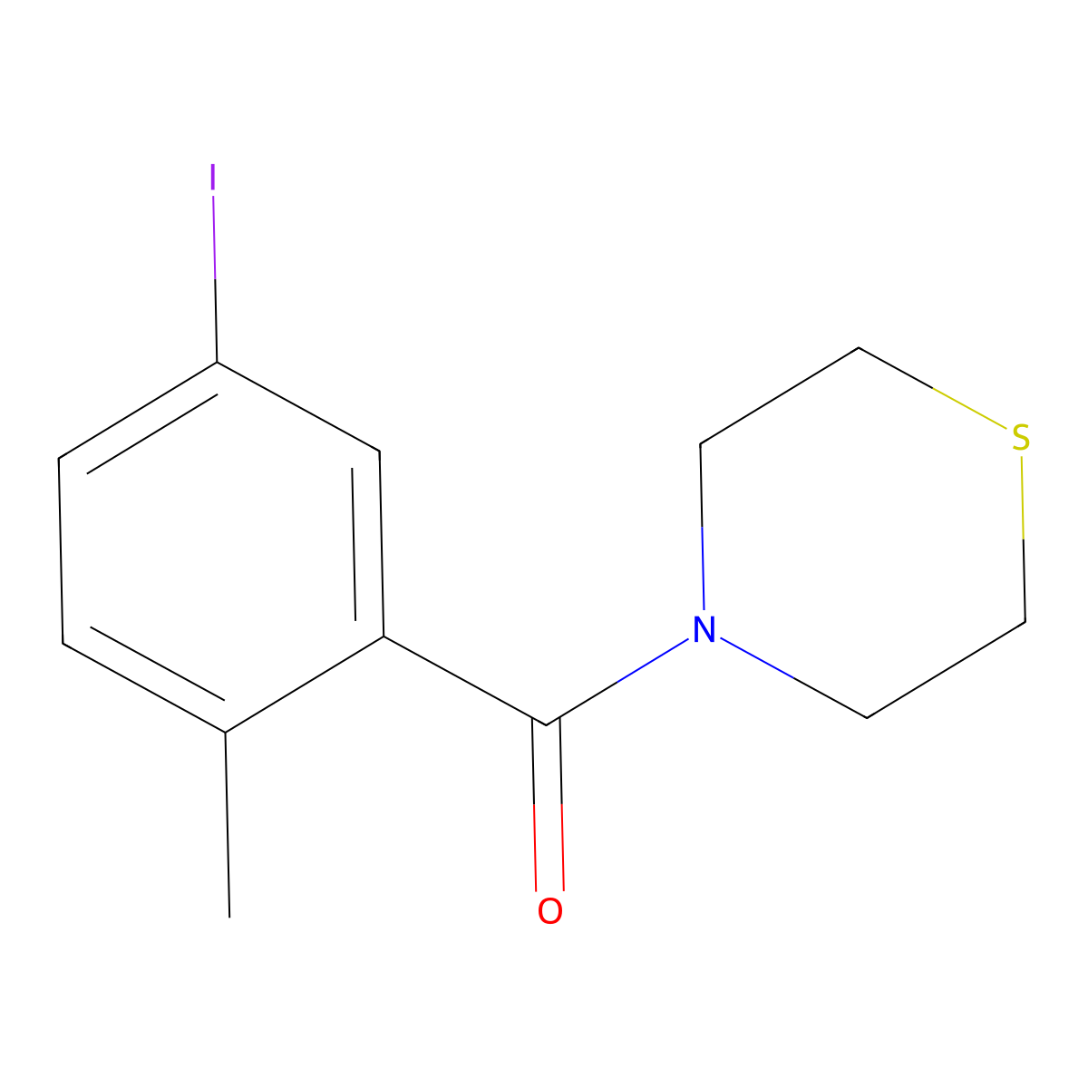 (5-Iodo-2-methylphenyl)(thiomorpholino)methanone molecular structure, CAS 2918912-84-0