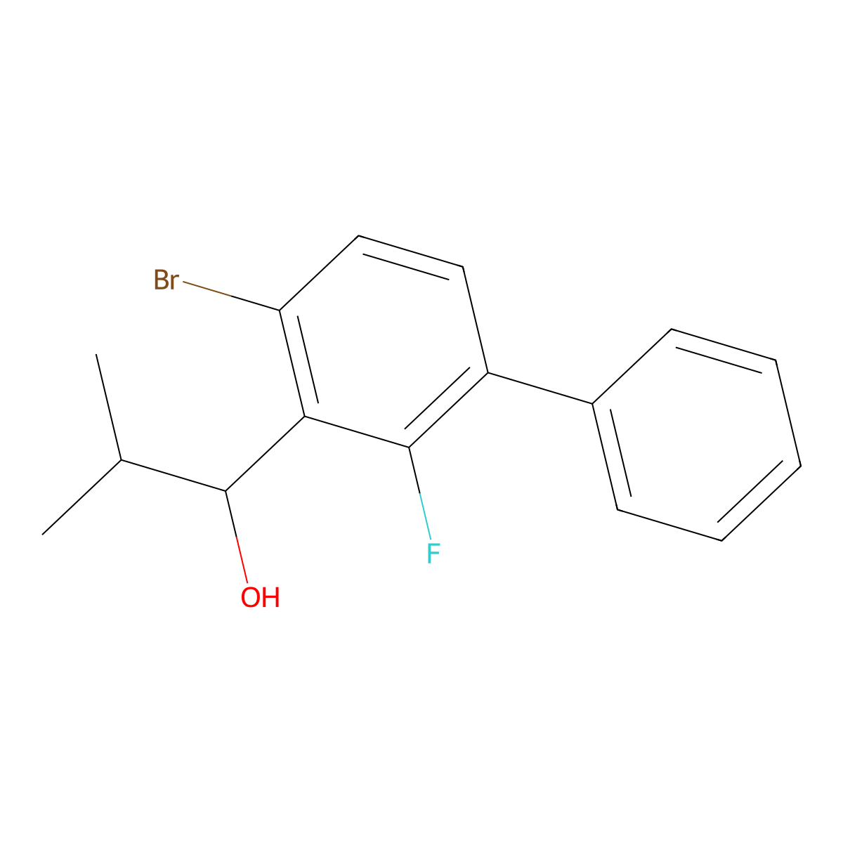 1-(4-Bromo-2-fluoro-[1,1'-biphenyl]-3-yl)-2-methylpropan-1-ol molecular structure, CAS 2918912-85-1
