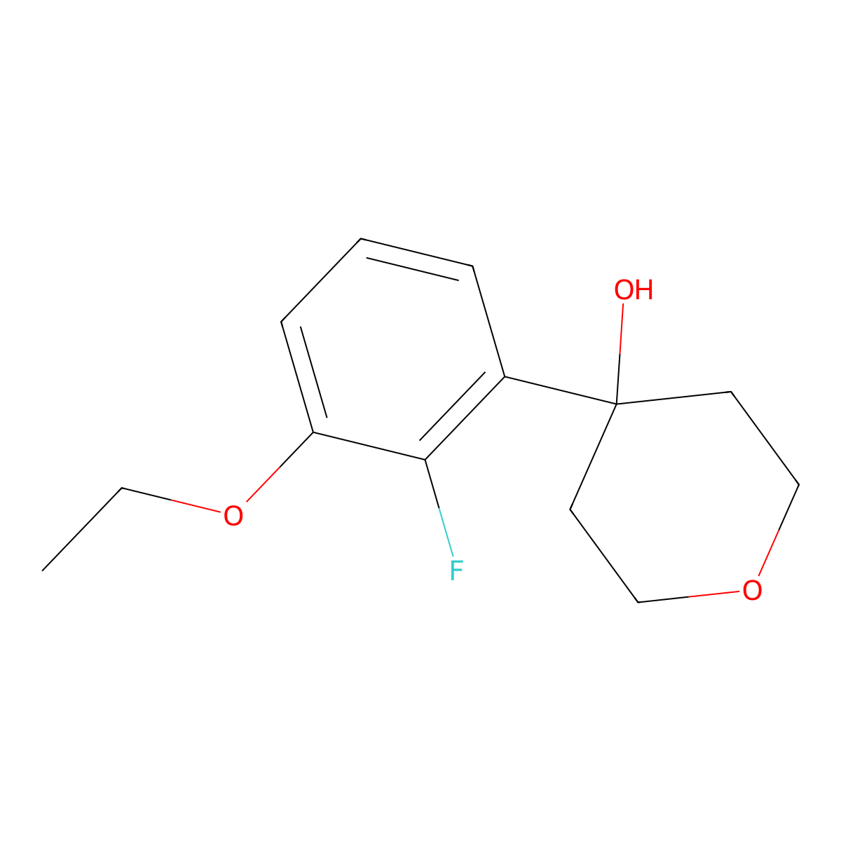 4-(3-ethoxy-2-fluorophenyl)tetrahydro-2H-pyran-4-ol molecular structure, CAS 2918912-86-2