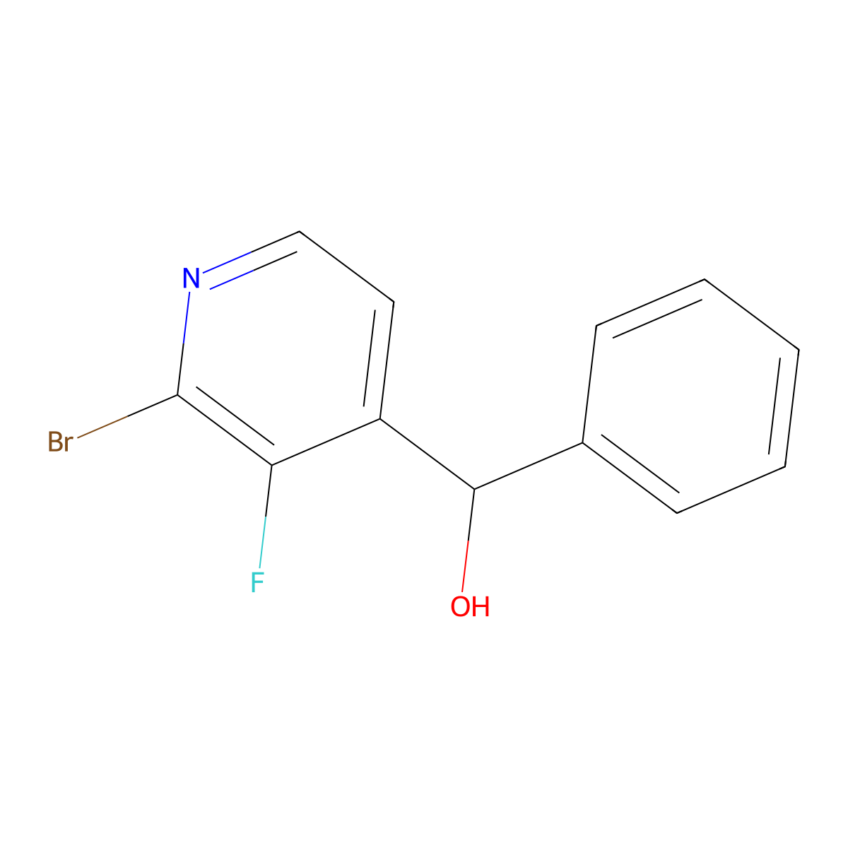 (2-Bromo-3-fluoropyridin-4-yl)(phenyl)methanol molecular structure, CAS 2918913-55-8
