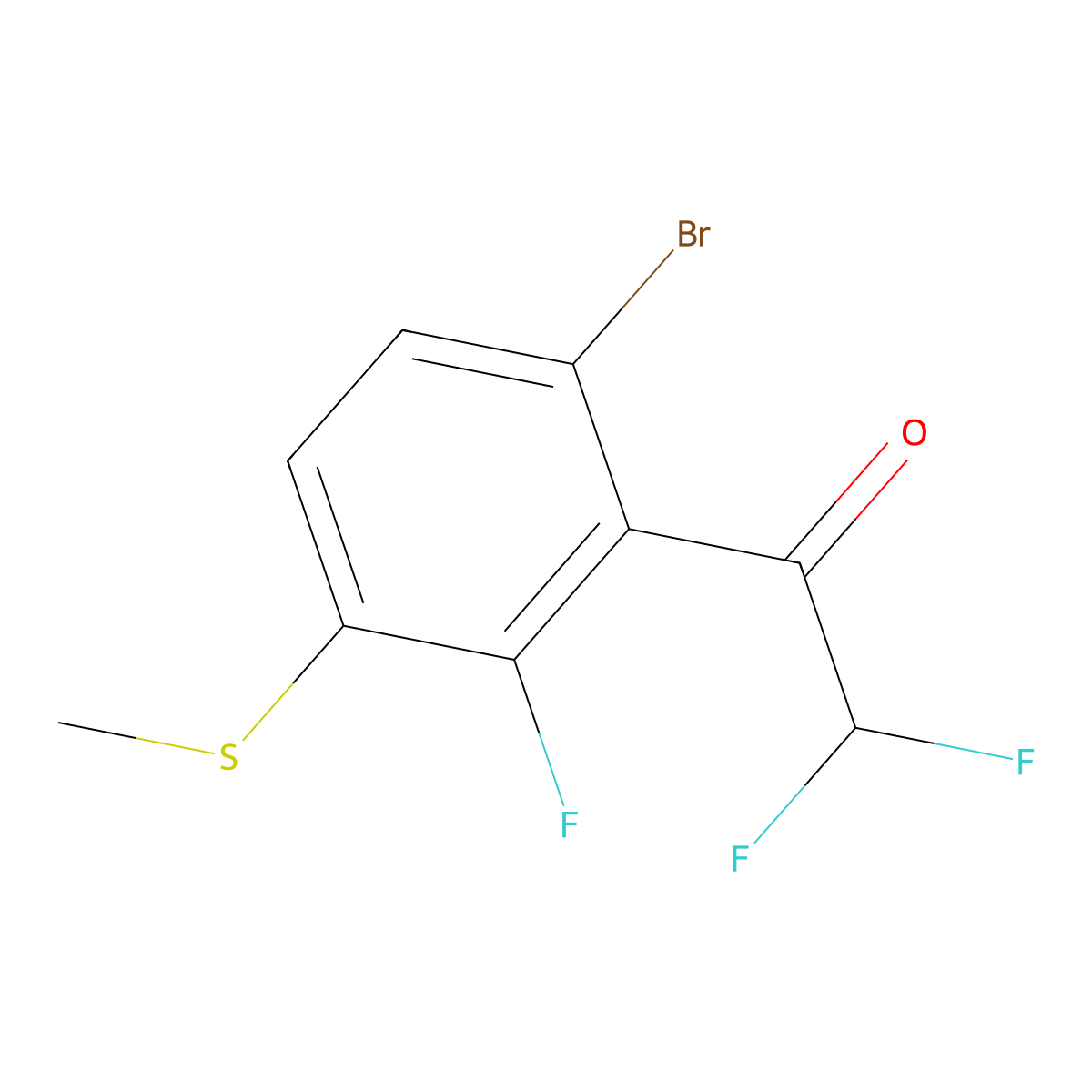 1-(6-Bromo-2-fluoro-3-(methylthio)phenyl)-2,2-difluoroethanone molecular structure, CAS 2918914-04-0