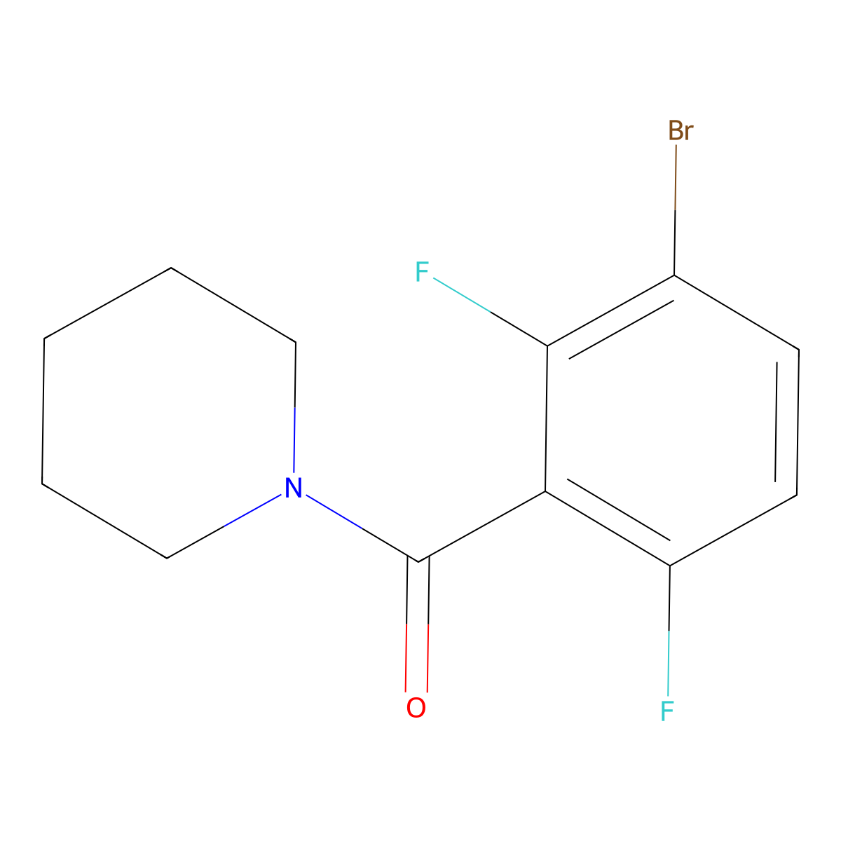 (3-Bromo-2,6-difluorophenyl)(piperidin-1-yl)methanone molecular structure, CAS 2918914-66-4
