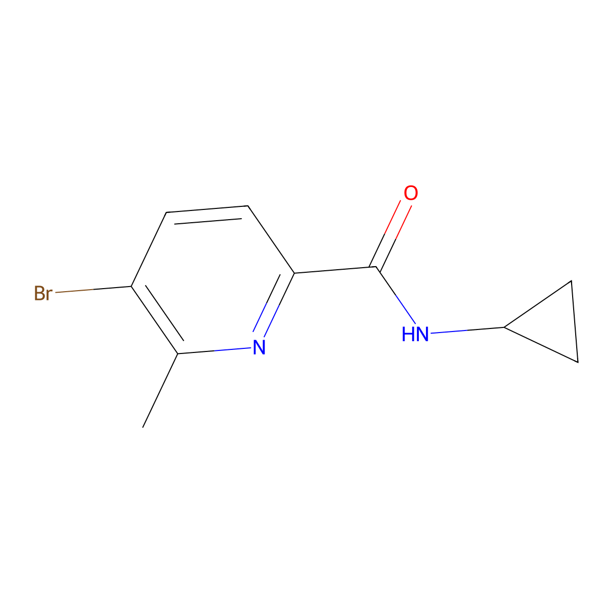 5-Bromo-N-cyclopropyl-6-methylpicolinamide molecular structure, CAS 2918914-81-3