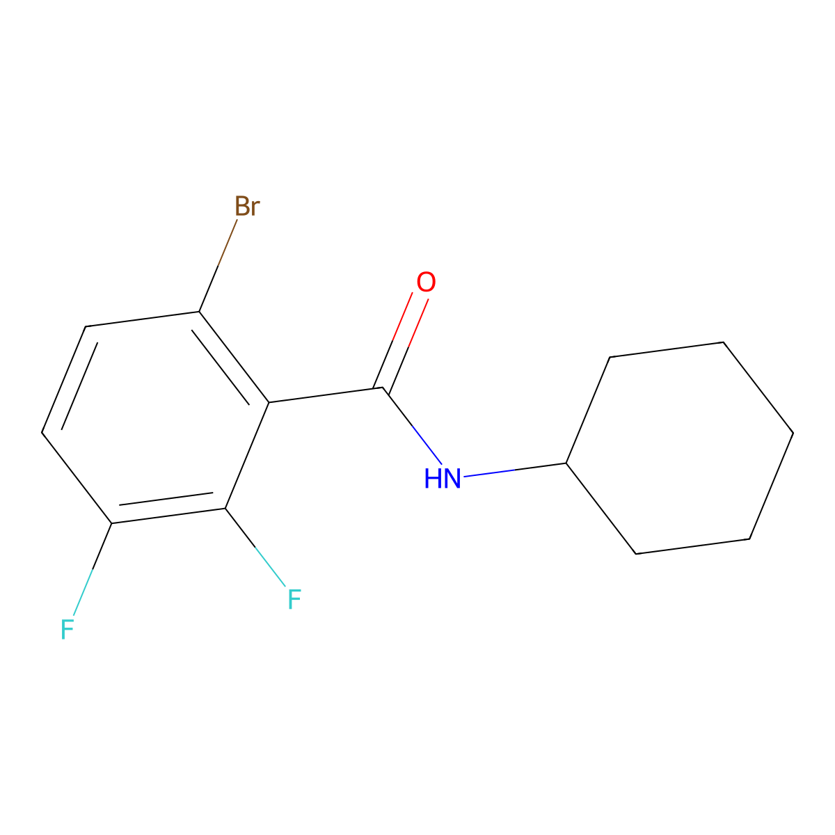 6-Bromo-N-cyclohexyl-2,3-difluorobenzamide molecular structure, CAS 2918916-23-9