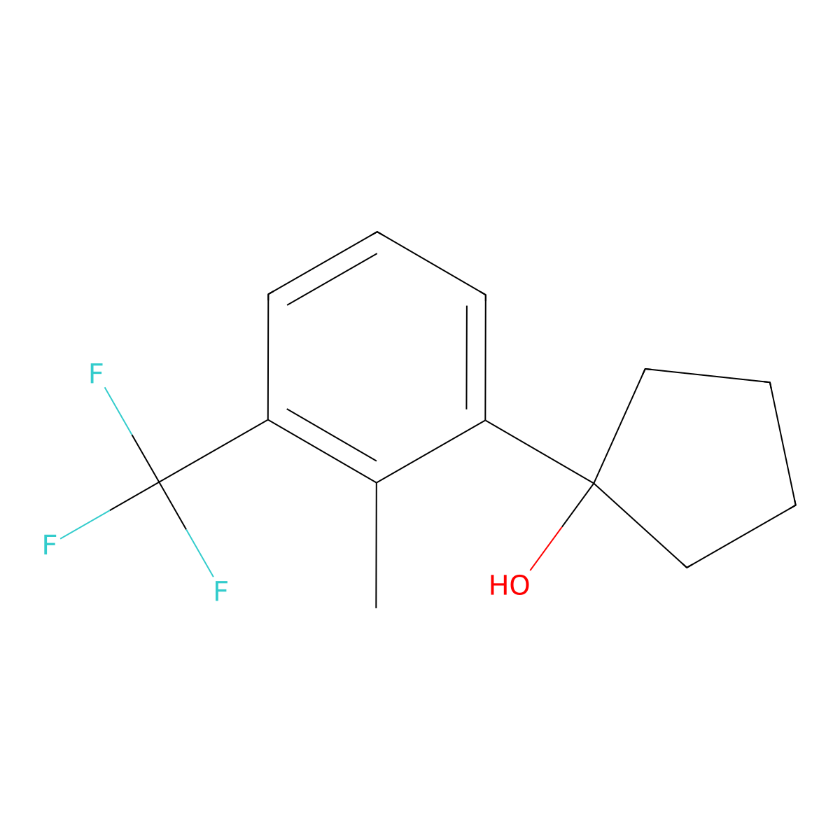 1-(2-Methyl-3-(trifluoromethyl)phenyl)cyclopentanol molecular structure, CAS 2918917-20-9
