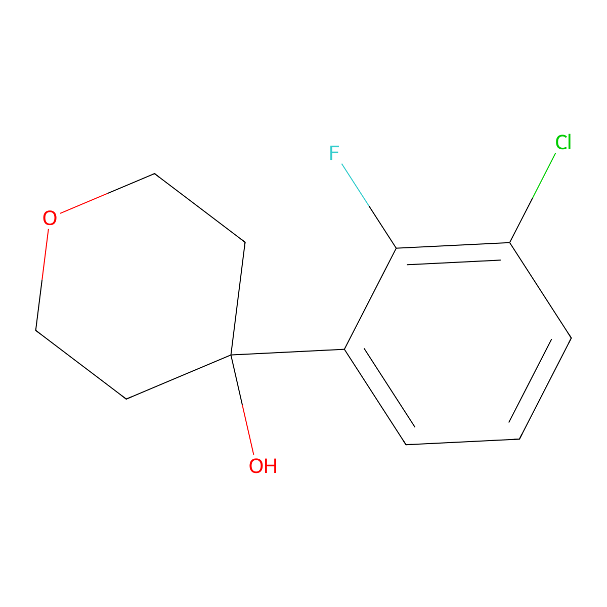 4-(3-Chloro-2-fluorophenyl)tetrahydro-2H-pyran-4-ol molecular structure, CAS 2918917-95-8