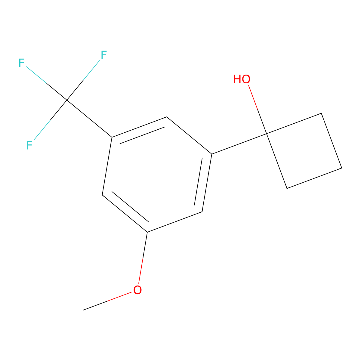 1-(3-Methoxy-5-(trifluoromethyl)phenyl)cyclobutanol molecular structure, CAS 2918918-28-0