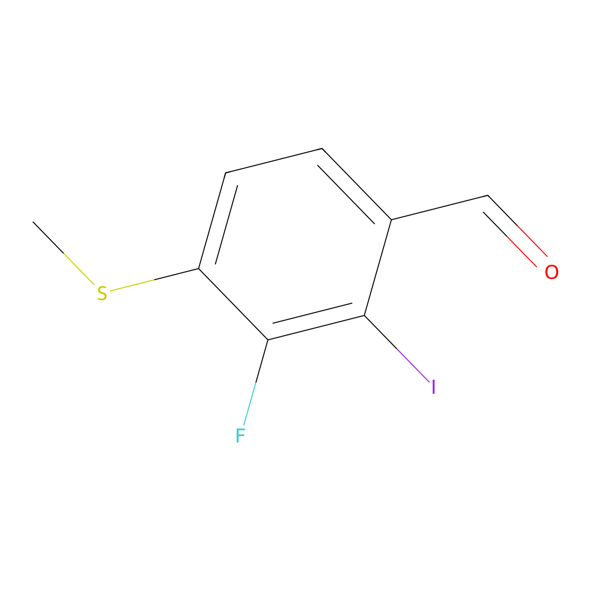 3-Fluoro-2-iodo-4-(methylthio)benZaldehyde molecular structure, CAS 2918918-32-6