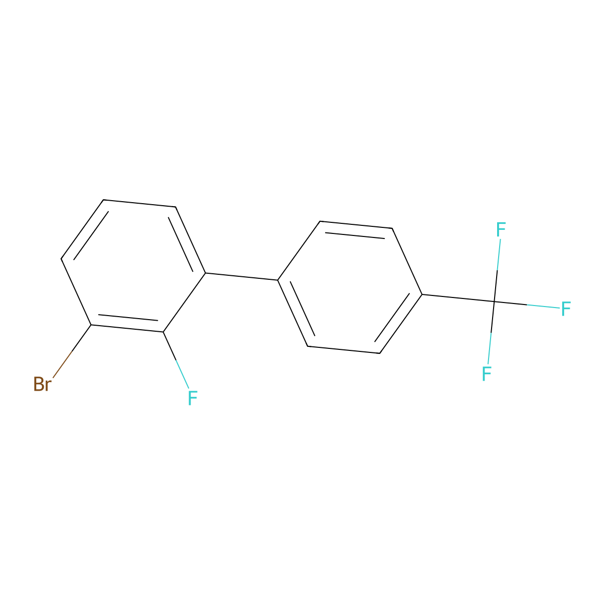 3-Bromo-2-fluoro-4'-(trifluoromethyl)-1,1'-biphenyl molecular structure, CAS 2918918-78-0
