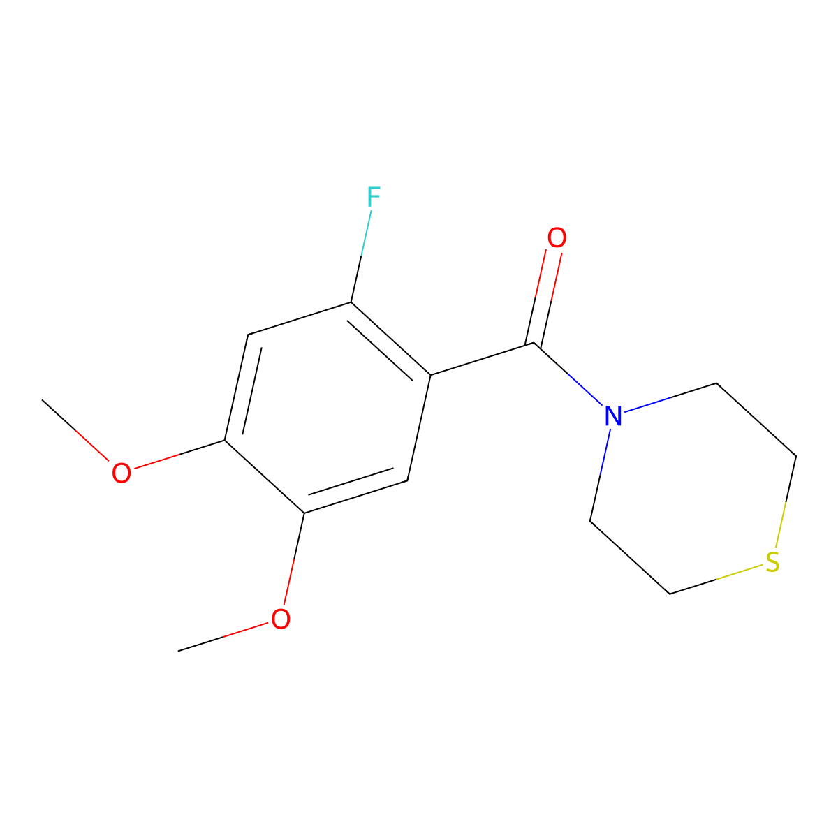 (2-Fluoro-4,5-dimethoxyphenyl)(thiomorpholino)methanone molecular structure, CAS 2918919-13-6
