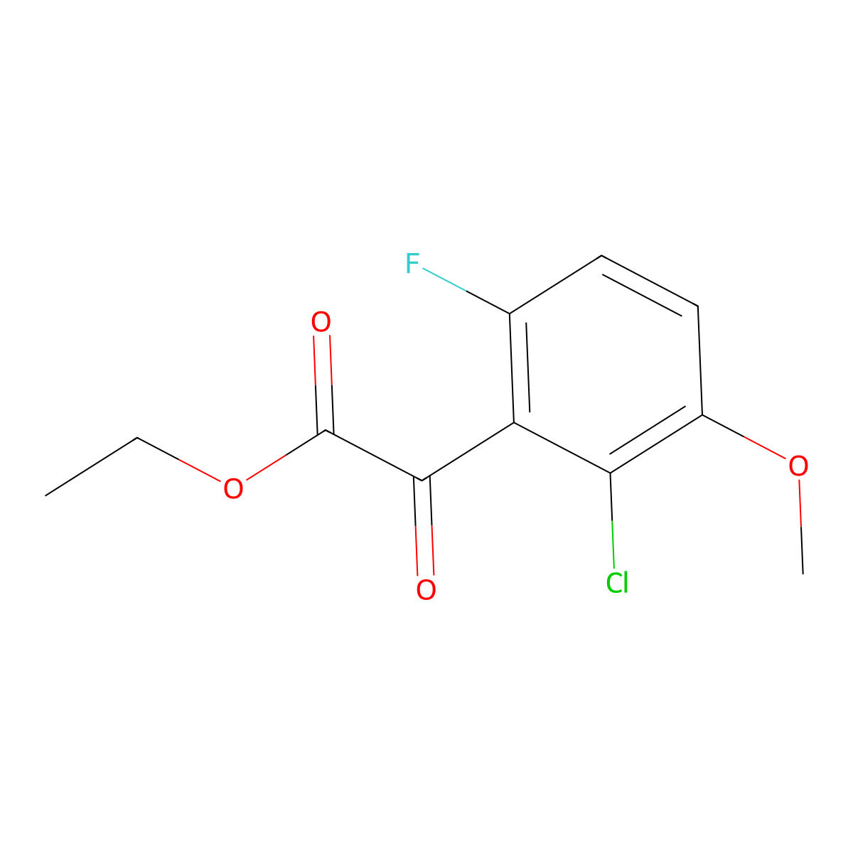 Ethyl 2-(2-chloro-6-fluoro-3-methoxyphenyl)-2-oxoacetate molecular structure, CAS 2918919-27-2