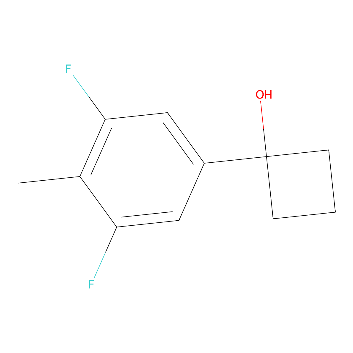 1-(3,5-Difluoro-4-methylphenyl)cyclobutanol molecular structure, CAS 2918919-61-4