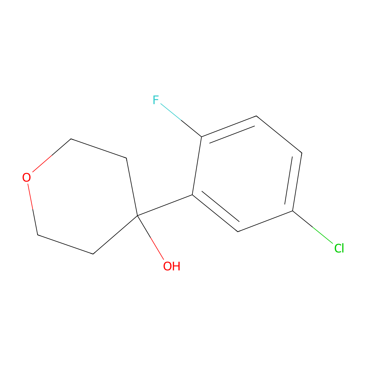 4-(5-chloro-2-fluorophenyl)tetrahydro-2H-pyran-4-ol molecular structure, CAS 2918921-19-2