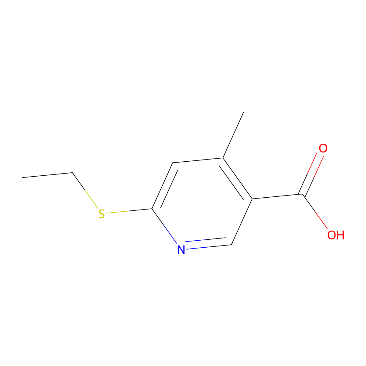 6-(Ethylthio)-4-methylnicotinic acid molecular structure, CAS 2918921-26-1