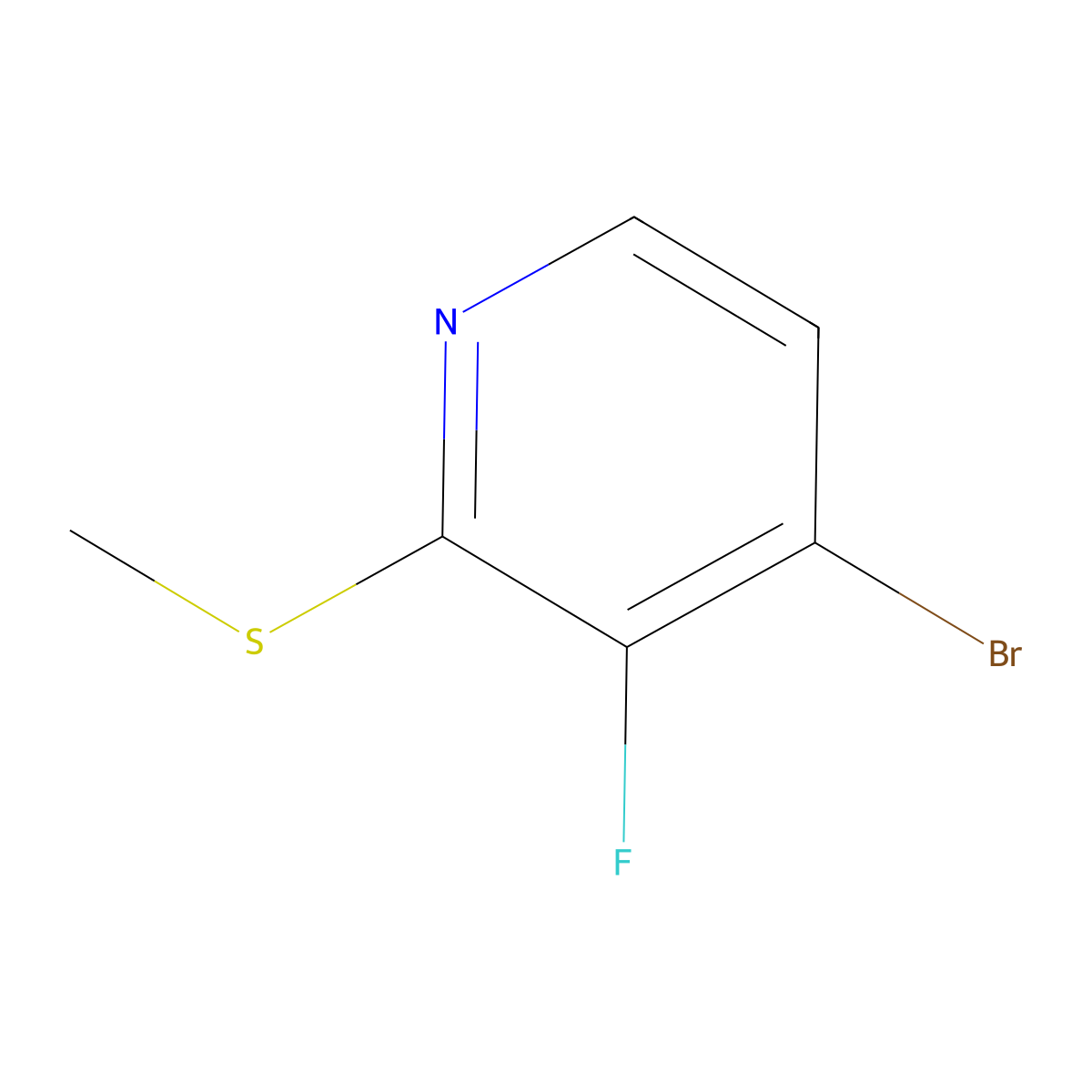 4-Bromo-3-fluoro-2-(methylthio)pyridine molecular structure, CAS 2918922-28-6