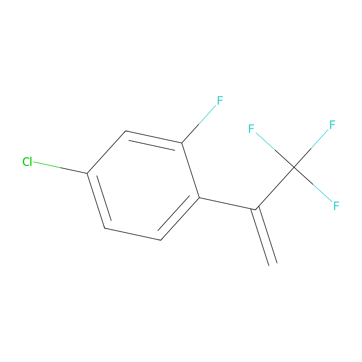 4-Chloro-2-fluoro-1-(3,3,3-trifluoroprop-1-en-2-yl)benzene molecular structure, CAS 2918922-80-0