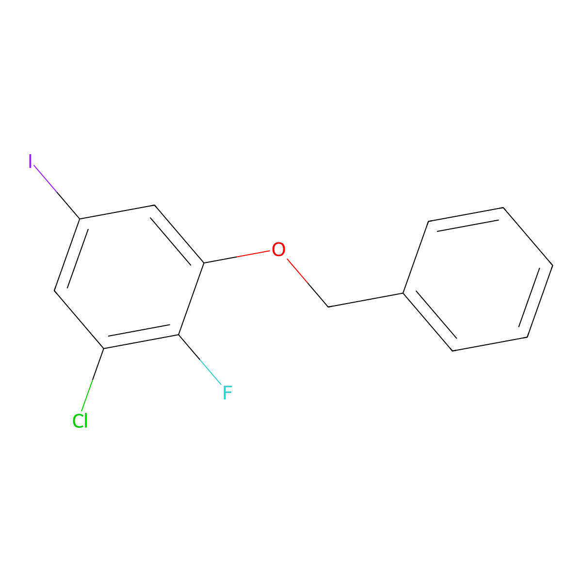 1-(Benzyloxy)-3-chloro-2-fluoro-5-iodobenzene molecular structure, CAS 2918922-99-1