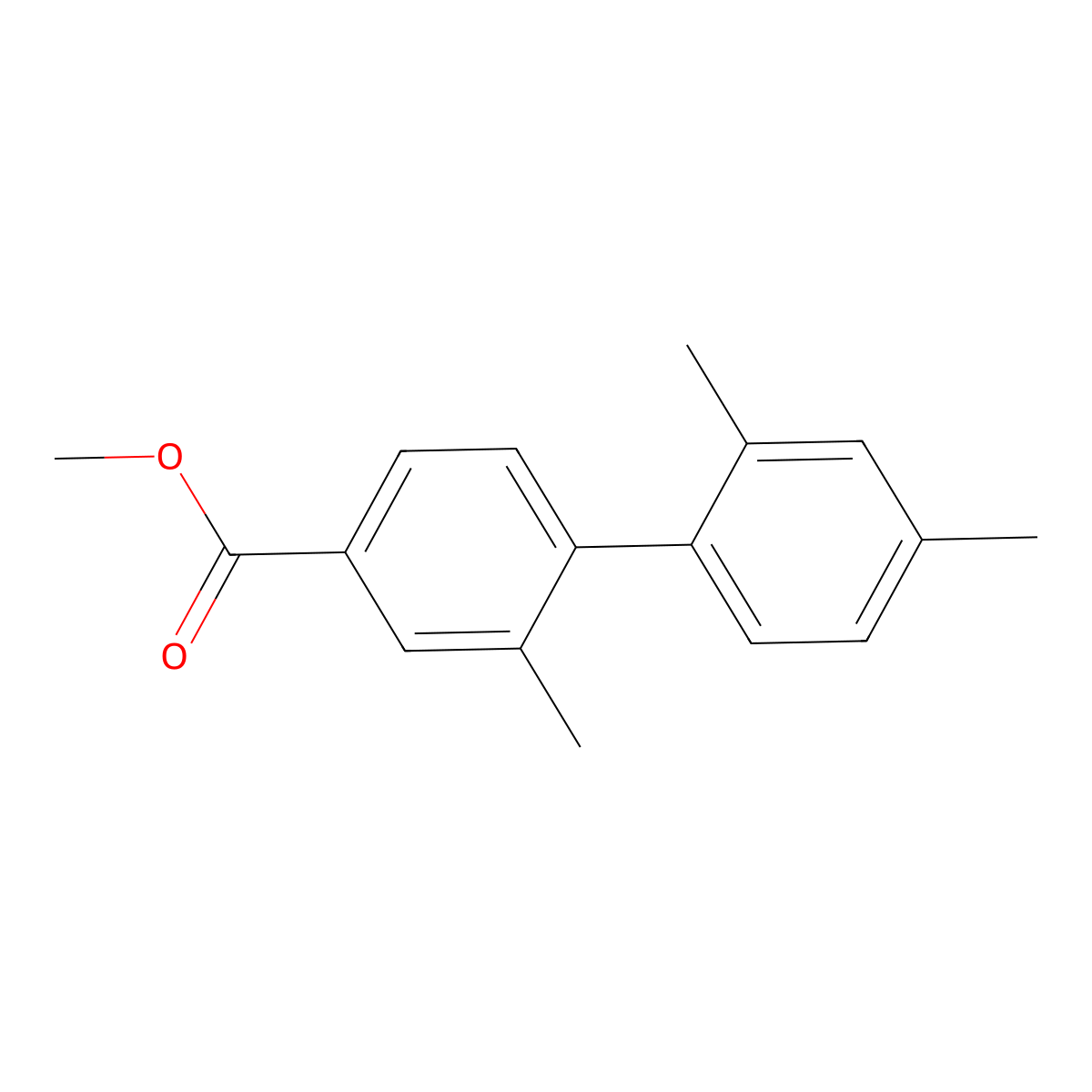 Methyl 2,2',4'-trimethyl-[1,1'-biphenyl]-4-carboxylate molecular structure, CAS 2918924-04-4