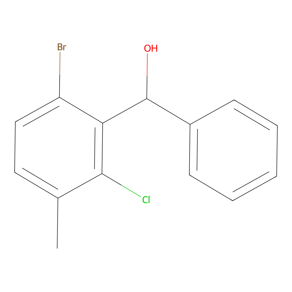 (6-Bromo-2-chloro-3-methylphenyl)(phenyl)methanol molecular structure, CAS 2918924-05-5