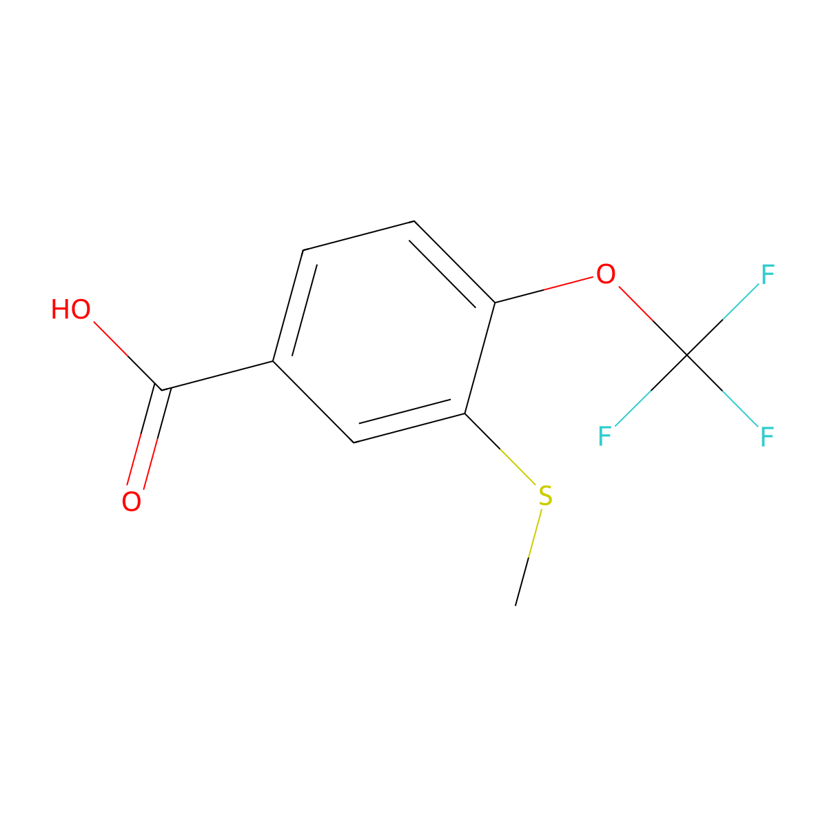 3-(Methylthio)-4-(trifluoromethoxy)benzoic acid molecular structure, CAS 2918924-72-6