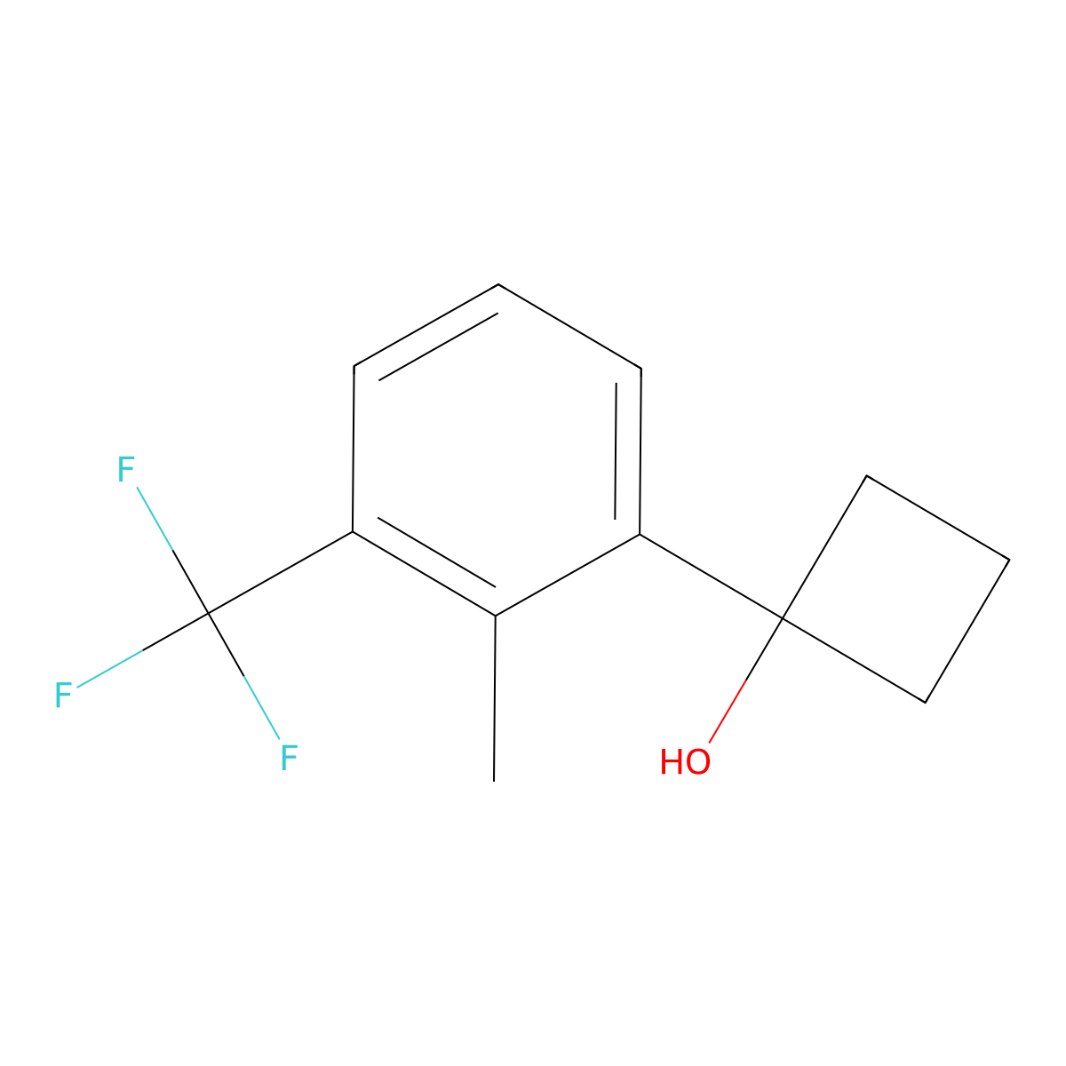 1-(2-Methyl-3-(trifluoromethyl)phenyl)cyclobutanol molecular structure, CAS 2918926-04-0