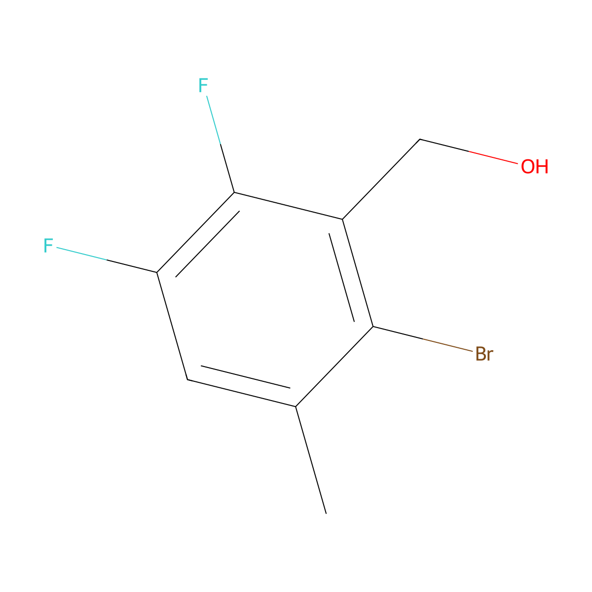 (2-Bromo-5,6-difluoro-3-methylphenyl)methanol molecular structure, CAS 2918926-14-2