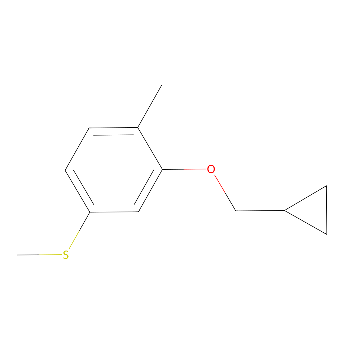 (3-(Cyclopropylmethoxy)-4-methylphenyl)(methyl)sulfane molecular structure, CAS 2918926-56-2