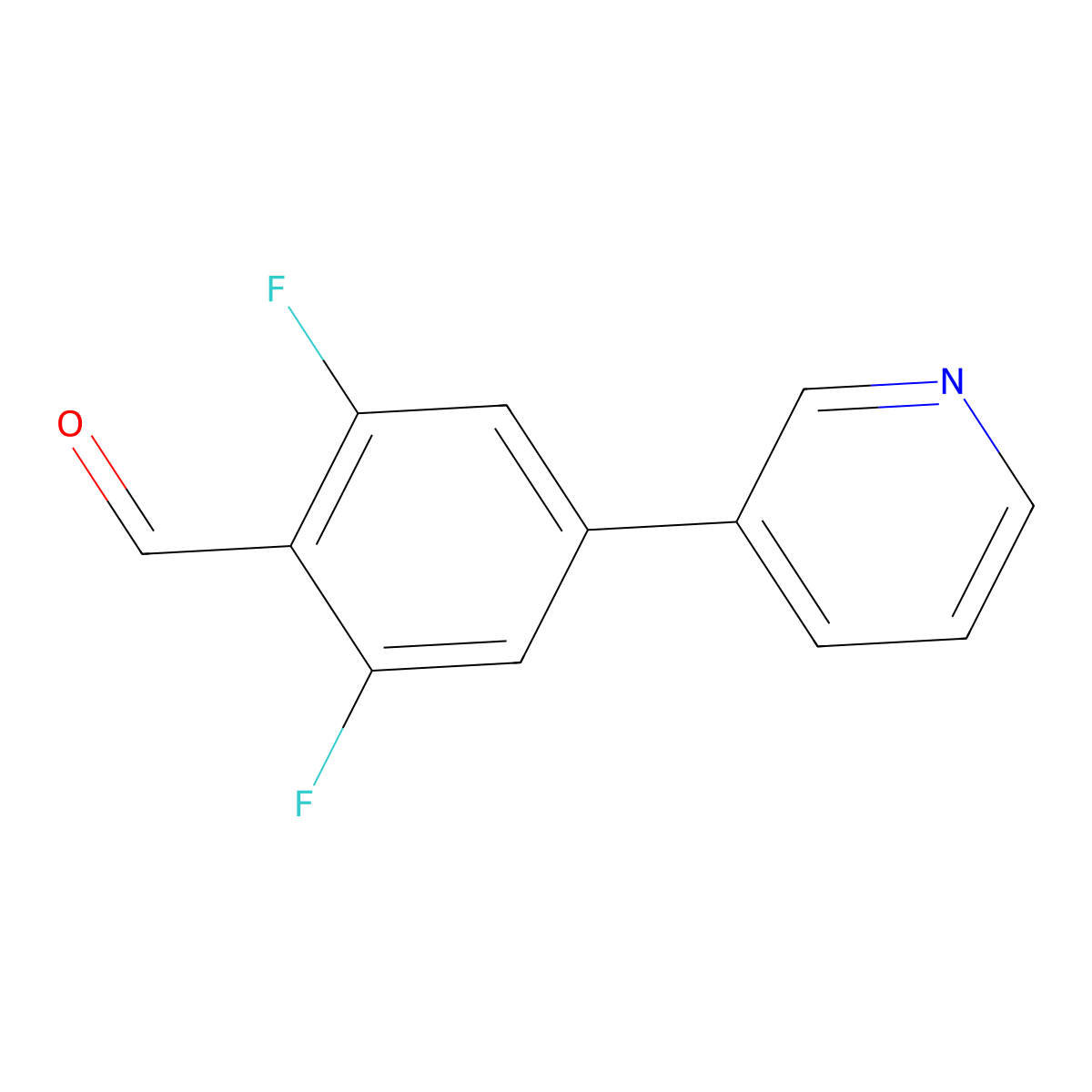2,6-Difluoro-4-(pyridin-3-yl)benzaldehyde molecular structure, CAS 2918926-70-0