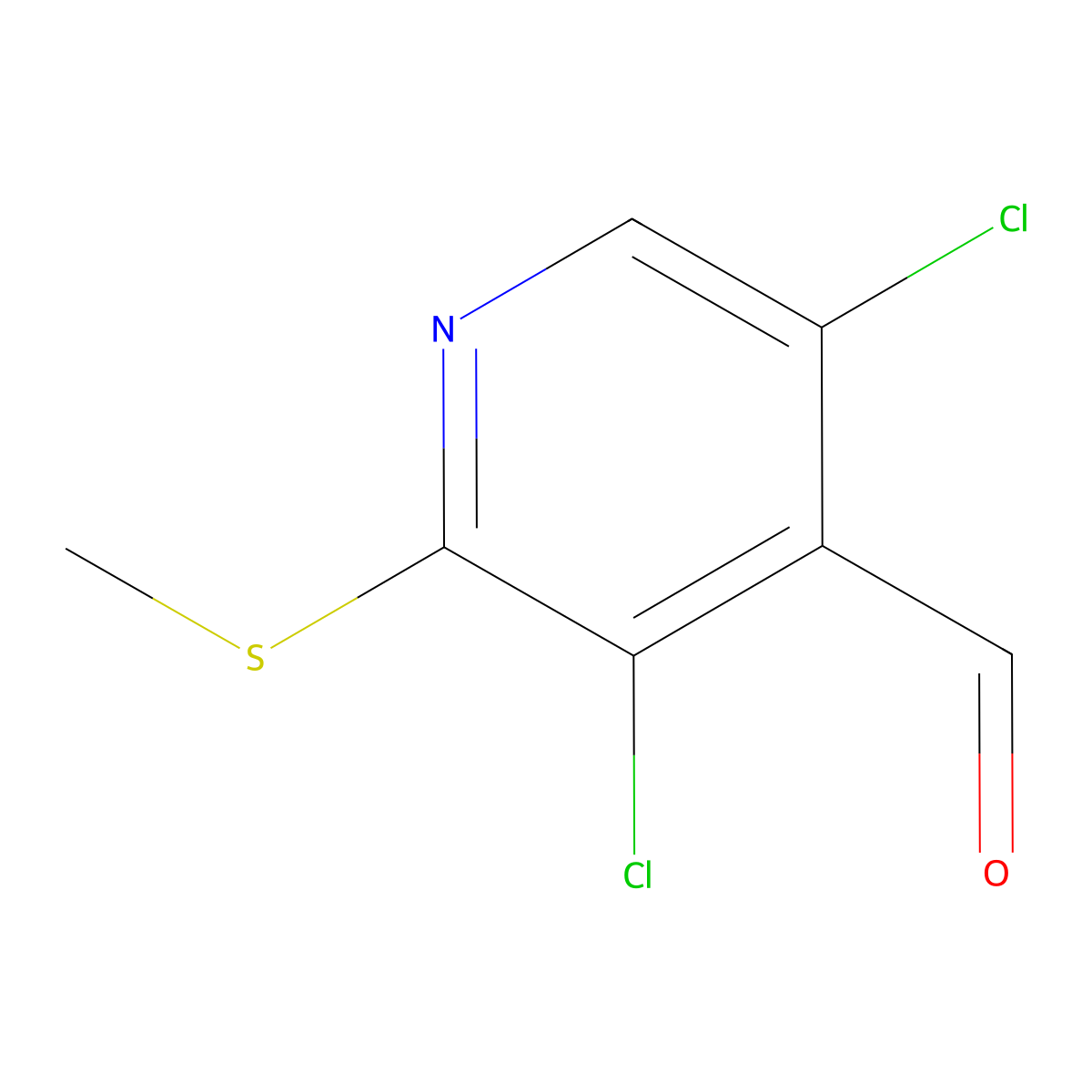 3,5-Dichloro-2-(methylthio)isonicotinaldehyde molecular structure, CAS 2918927-11-2