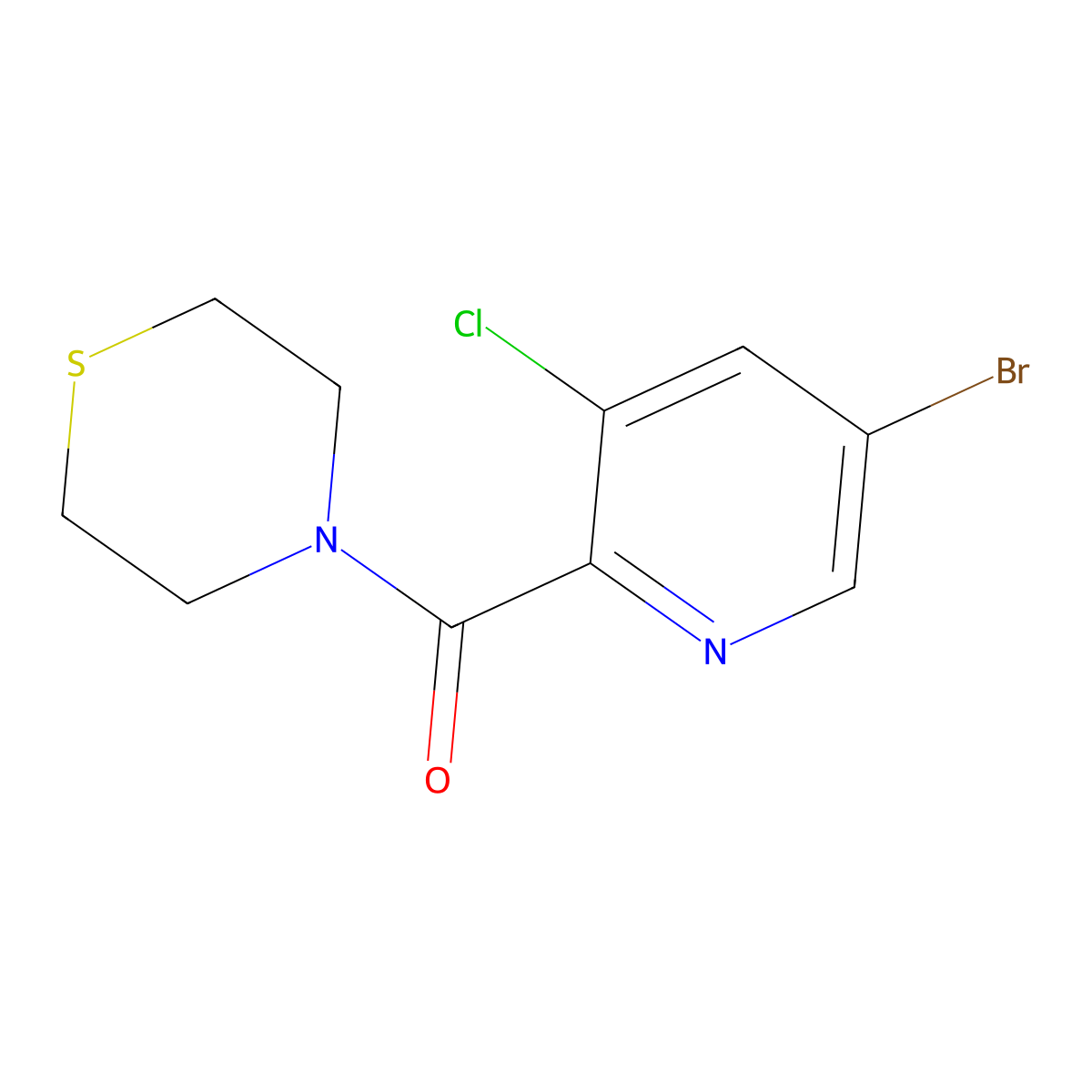 (5-Bromo-3-chloropyridin-2-yl)(thiomorpholino)methanone molecular structure, CAS 2918927-32-7
