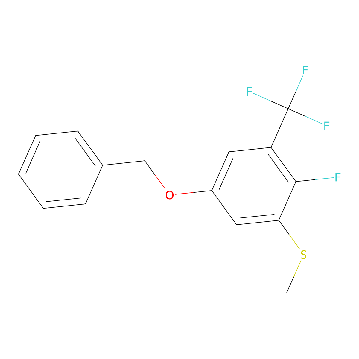 (5-(Benzyloxy)-2-fluoro-3-(trifluoromethyl)phenyl)(methyl)sulfane molecular structure, CAS 2918928-59-1