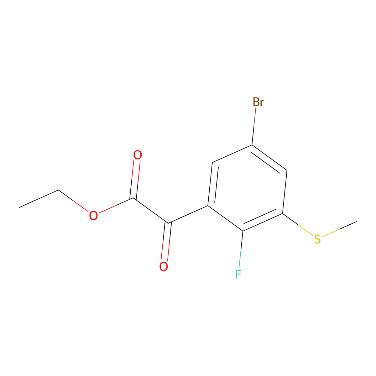 Ethyl 2-(5-bromo-2-fluoro-3-(methylthio)phenyl)-2-oxoacetate molecular structure, CAS 2918928-61-5