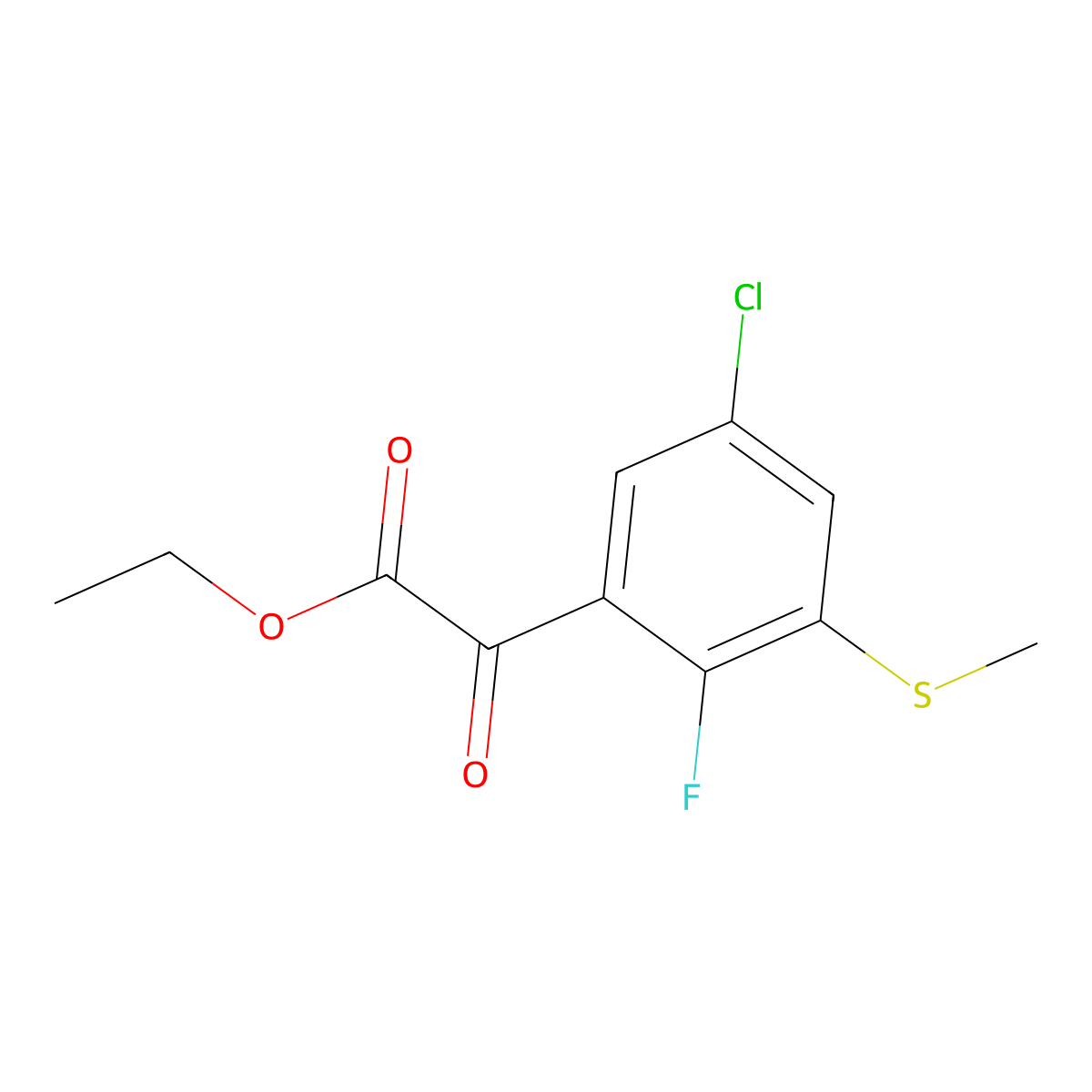 Ethyl 2-(5-chloro-2-fluoro-3-(methylthio)phenyl)-2-oxoacetate molecular structure, CAS 2918928-87-5