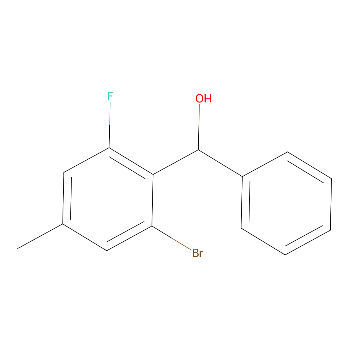 (2-Bromo-6-fluoro-4-methylphenyl)(phenyl)methanol molecular structure, CAS 2918931-16-3